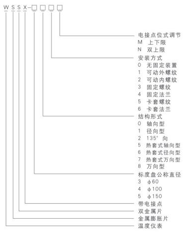 电接点双金属温度计型号命名